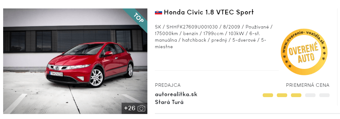 Honda Civic, hatchback, inzerát