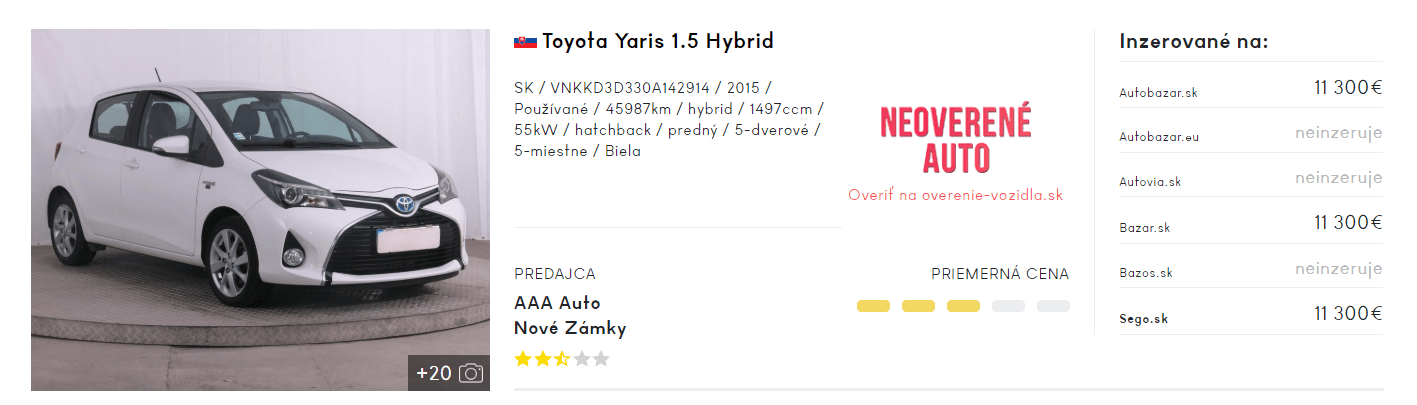 Toyota Yaris, hybrid vozidlá, inzerát